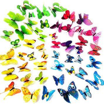 Multicolored Butterfly Logo - Amazon.com: A Little Lemon 48 PCS multicolored 3d Butterfly Wall ...