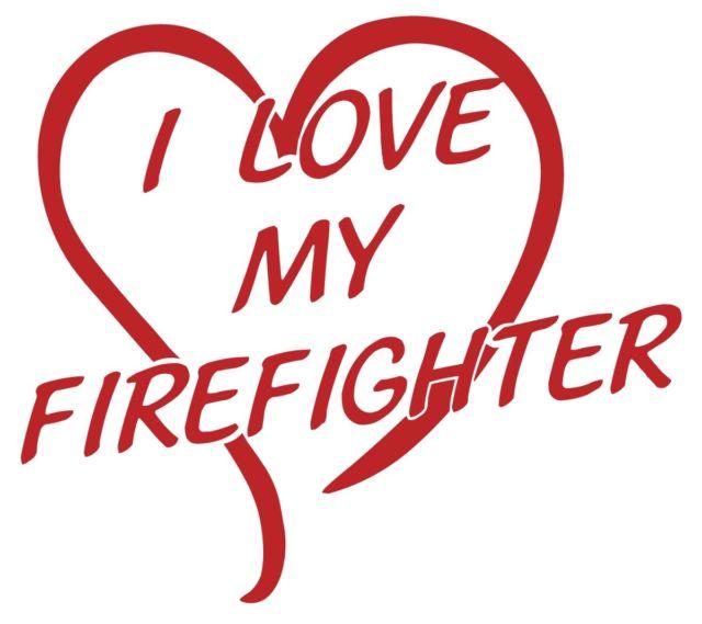 Red Open Heart Logo - I Love My Firefighter Non Reflective Large Red Open Heart Decal