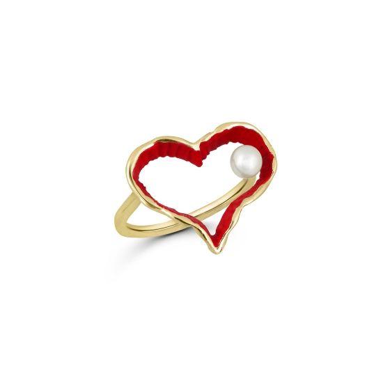 Red Open Heart Logo - Red Heart - Hand painted red heart Ring | drops