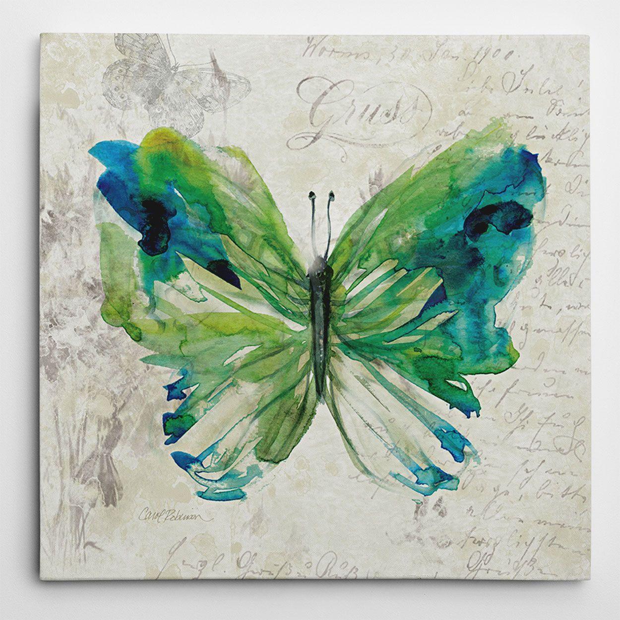 Multicolored Butterfly Logo - Wexford Home 'Butterfly Sketch I' Multicolored Canvas Artwork (32X32 ...