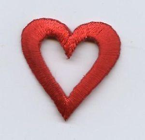 Red Open Heart Logo - Iron on Embroidered Applique Patch Small Red Open Heart 1