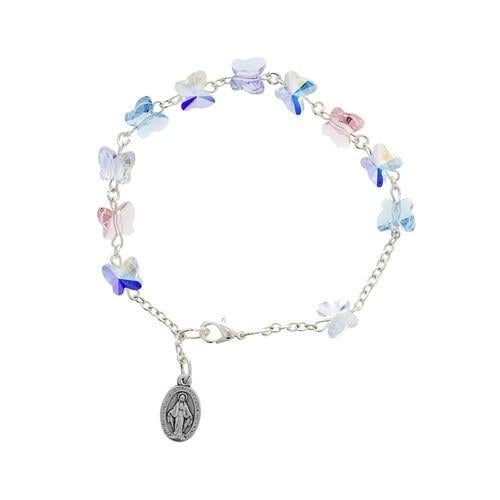 Multicolored Butterfly Logo - Multicolor Swarovski Butterfly Rosary Bracelet | The Catholic Company