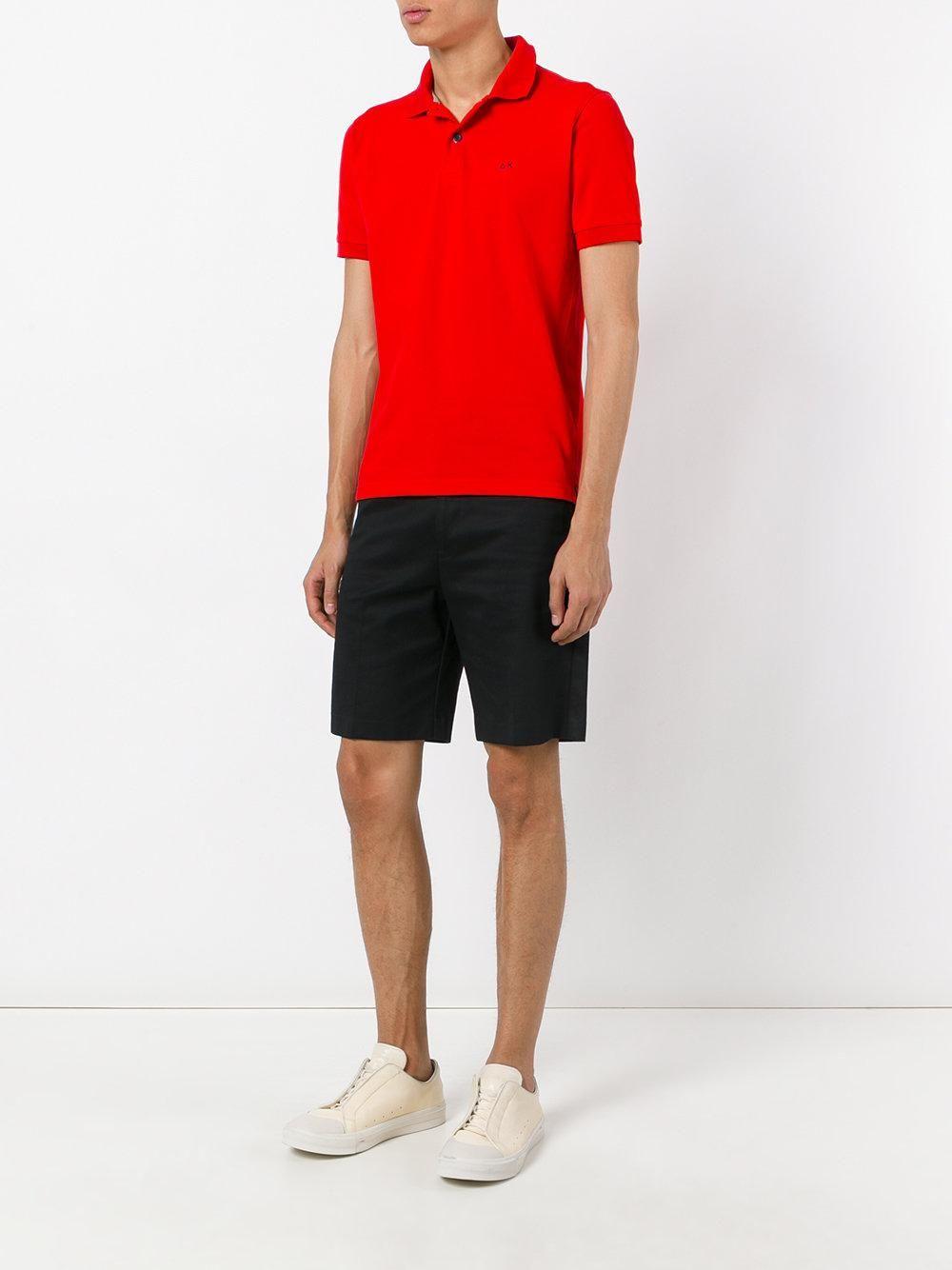 Sun and Person Logo - Sun 68 Contrast Logo Polo Shirt in Red for Men