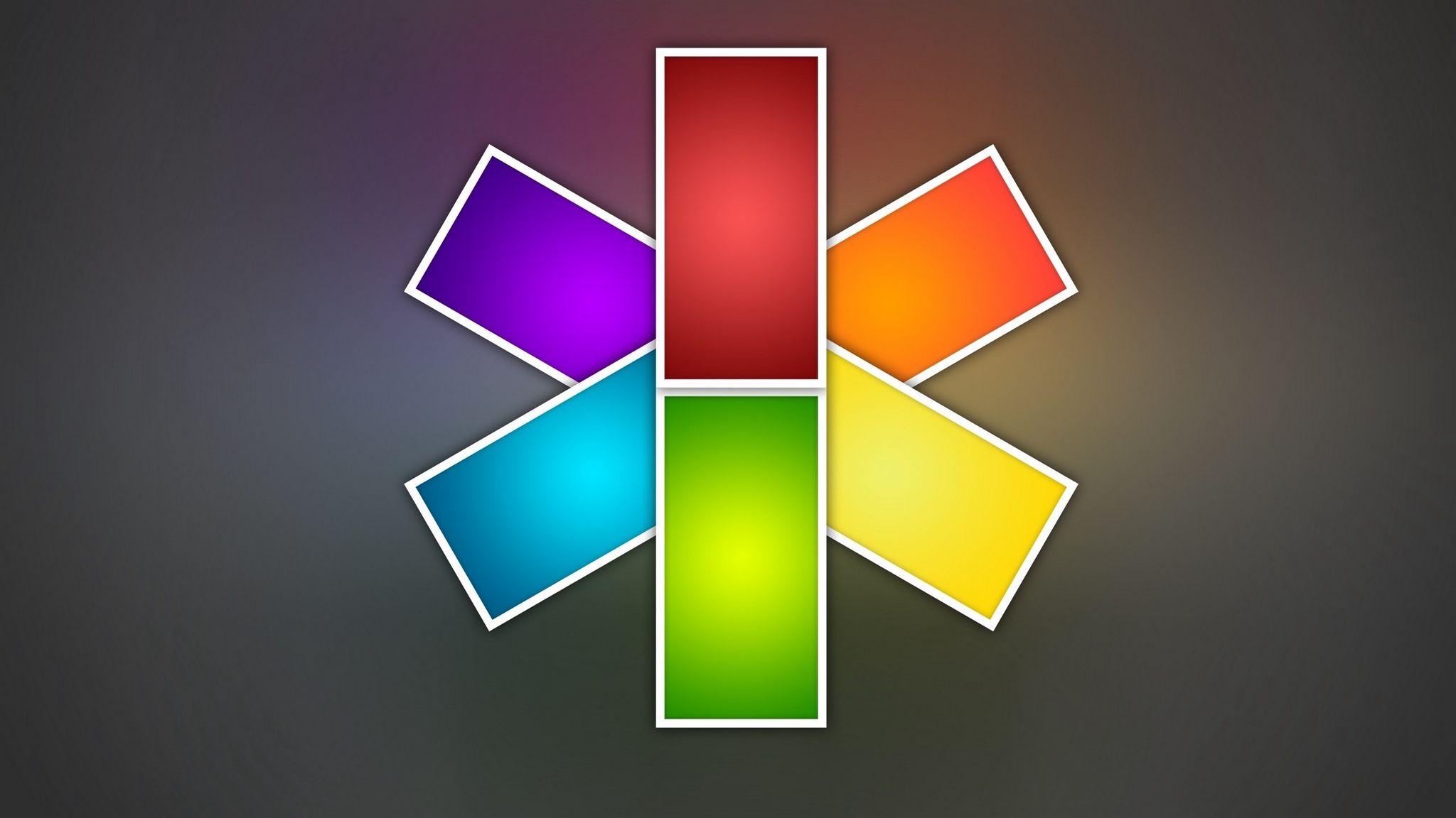 Multi Colored Square Logo - Download wallpaper 2048x1152 shape, square, multi-colored ultrawide ...
