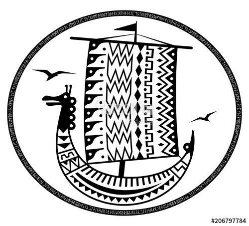Old U of L Logo - An ancient Scandinavian image of a Viking ship decorated with an