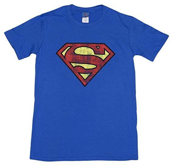 Distressed Superman Logo - Mens Blue Distressed Superman Logo T Shirt