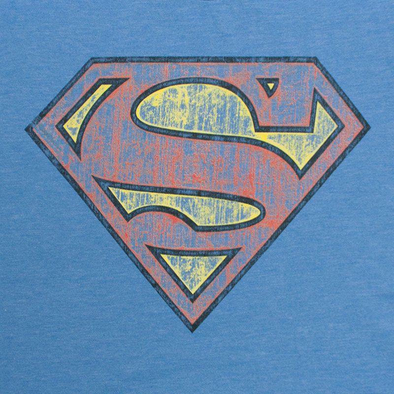 Distressed Superman Logo - Superman Blue Vintage Logo Premium T-Shirt | SuperheroDen.com