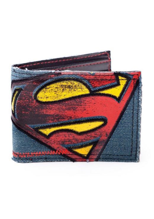 Distressed Superman Logo - DC COMICS Superman Vintage Distressed Logo Bi Fold Denim Wallet