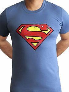 Distressed Superman Logo - Superman Logo Distressed Classic DC Comics Justice League Pale Blue ...
