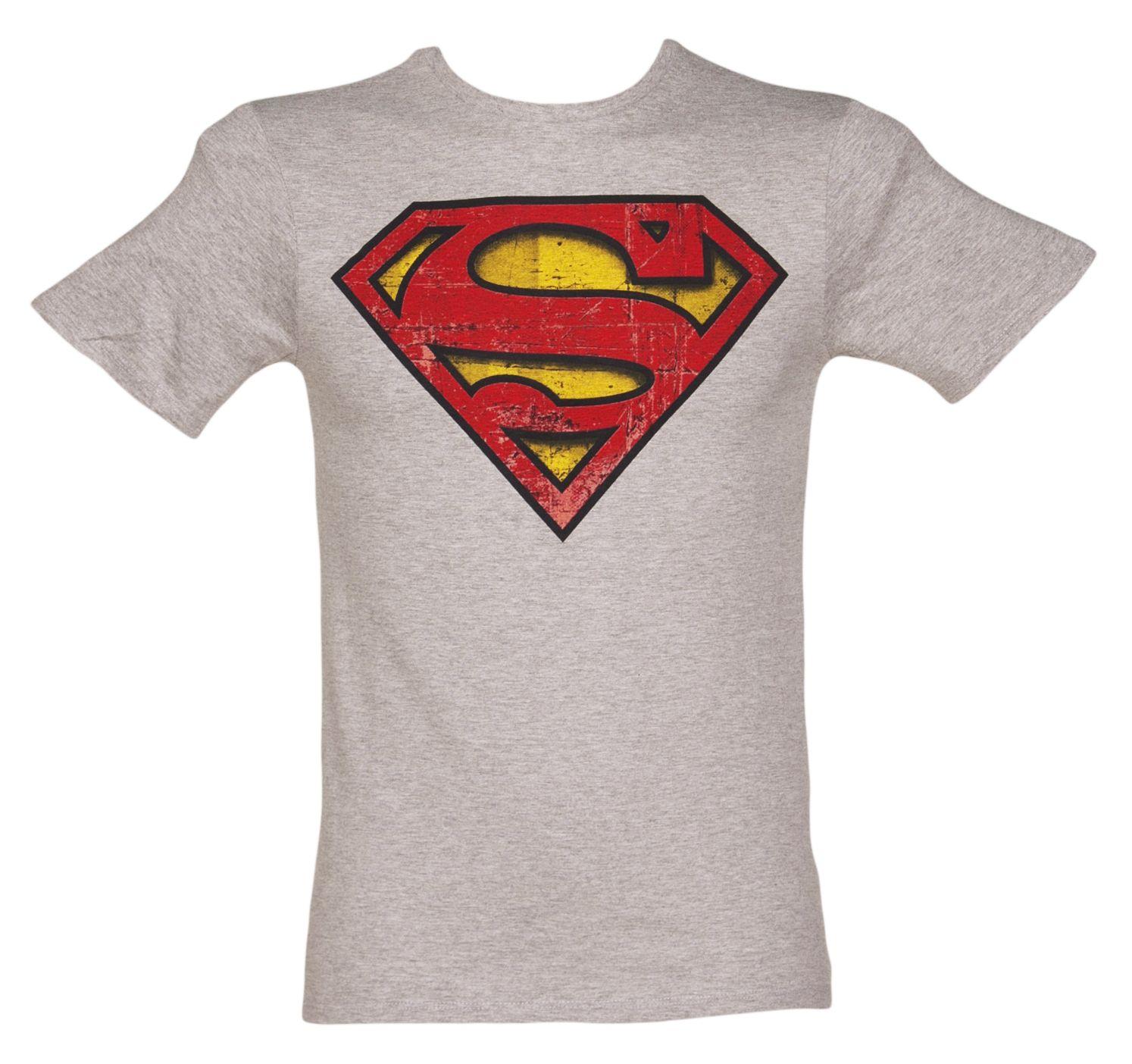 Distressed Superman Logo - Men's Grey Marl #Distressed #Superman Logo T Shirt Xoxo. I Dress My