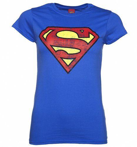 Distressed Superman Logo - Women's Blue Distressed Superman Logo T-Shirt | Retro Shop UK ...