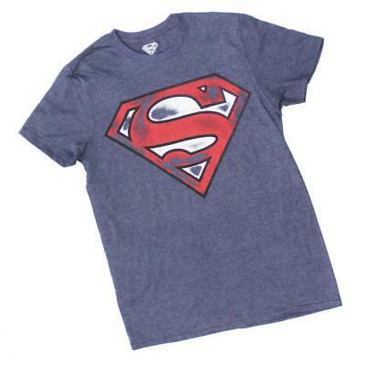 Distressed Superman Logo - MENS SUPERMAN LOGO Red Navy Heather Distressed DC Comics Tee T Shirt