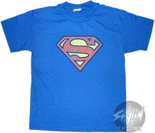 Distressed Superman Logo - Superman Retro Logo Distressed Youth T Shirt