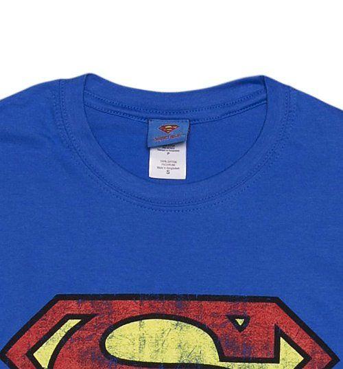 Distressed Superman Logo - Men's Blue Distressed Superman Logo T-Shirt