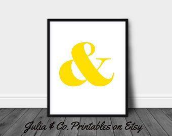 Red and Yellow Ampersand Logo - Ampersand sign Red ampersand Typographic wall art Red and | Etsy