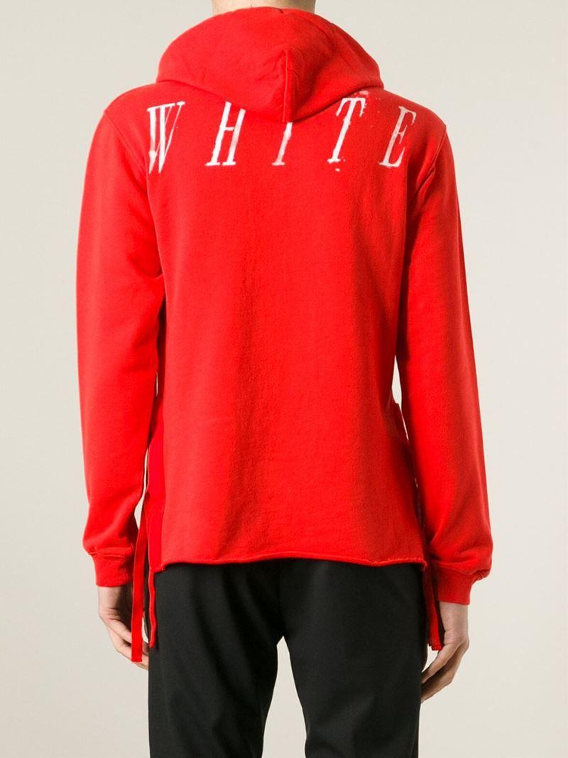 Red Off White Logo - Off White C O Virgil Abloh Logo Print Hoodie In Red For Men