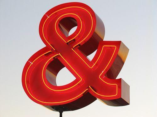 Red and Yellow Ampersand Logo - red + yellow = happiness. & luv. Typography, Neon