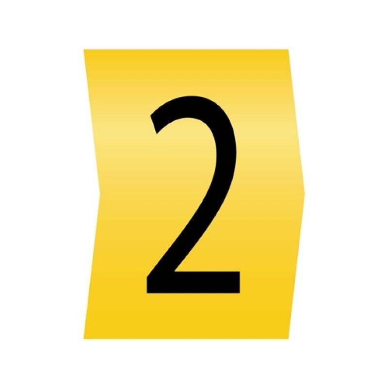 Yellow Number 2 Logo - Black on Yellow Z13 Z-Type Cable Markers - Number 2 - Cablecraft