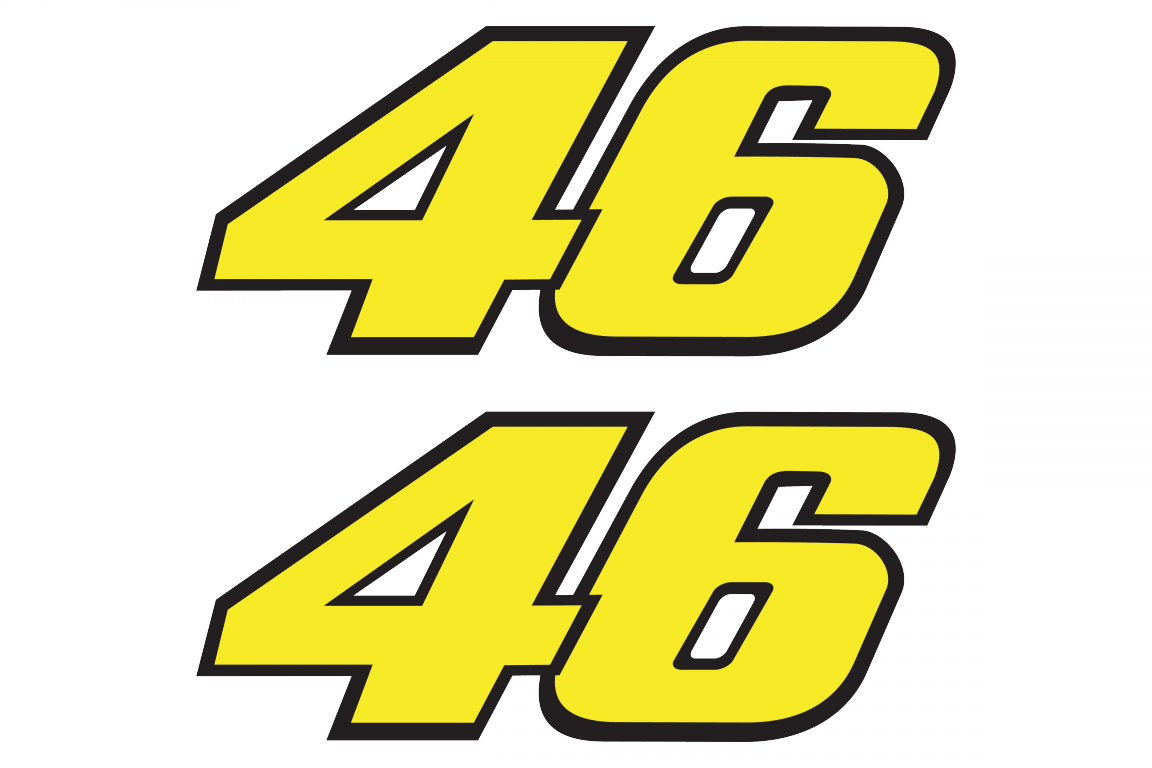 Yellow Number 2 Logo - Racing number 46 stickersFull color print, set of 2 stickersChoose