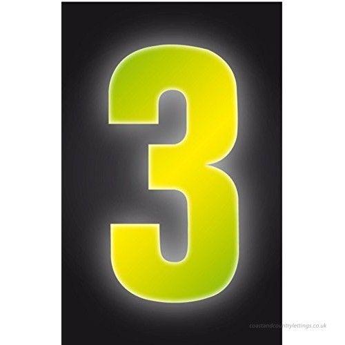 Yellow Number 2 Logo - Pack of 2 Hi Vis Wheelie Bin House Numbers Yellow Number 3: Garden