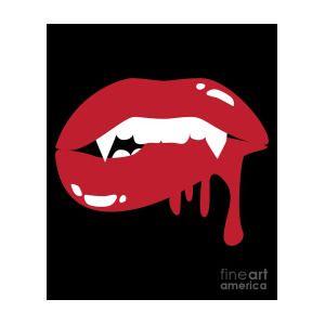 Vampire Mouth Logo - Vampire Mouth Design Scary Retro Bright Red Bloosucking Lips Gift ...