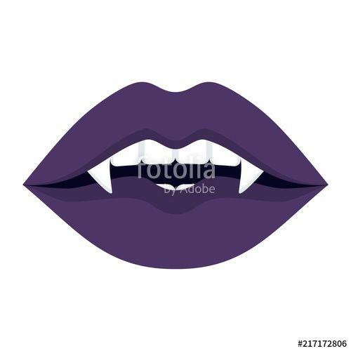 Vampire Mouth Logo - Sexy violet female vampire lips. Halloween party character. Design ...