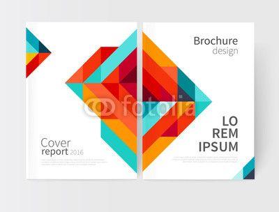 Red Diagonal Line Logo - Minimalistic White cover Brochure design. Flyer, booklet, annual ...