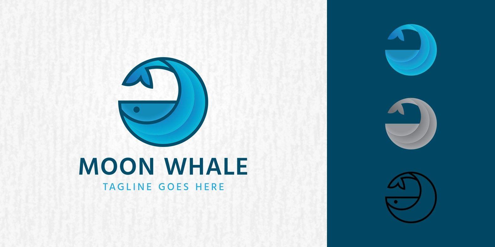 Whale Logo - Moon Whale - Logo Template | Codester