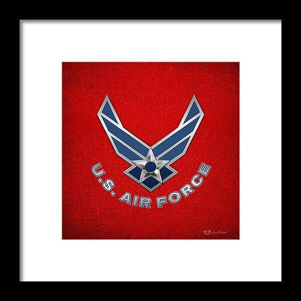 USAF Logo - U. S. Air Force - U S A F Logo On Red Leather Framed Print by Serge ...