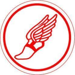 Red Flying Foot Logo - Winged Foot Red Round Decal - BaySix