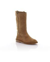 UGG Boots Logo - Ugg Boots Calfskin Suede Logo Brown Pink in Natural - Lyst