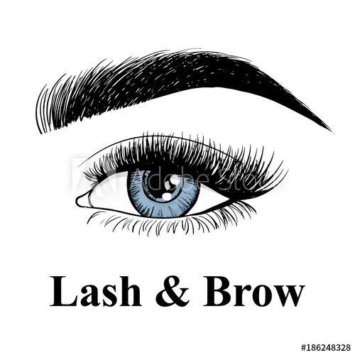 Blue and White Eye Logo - Beauty lash and brow studio logo. Typography poster. Blue Eye