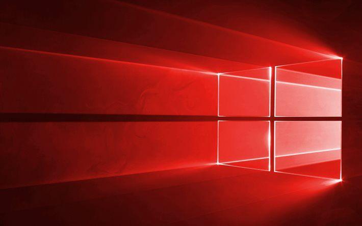 Black Windows Red Logo - Download wallpapers Windows 10, red logo, red background, windows 1 ...