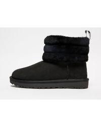 UGG Boots Logo - Ugg Fluff Mini Quilted Logo Boots in Black