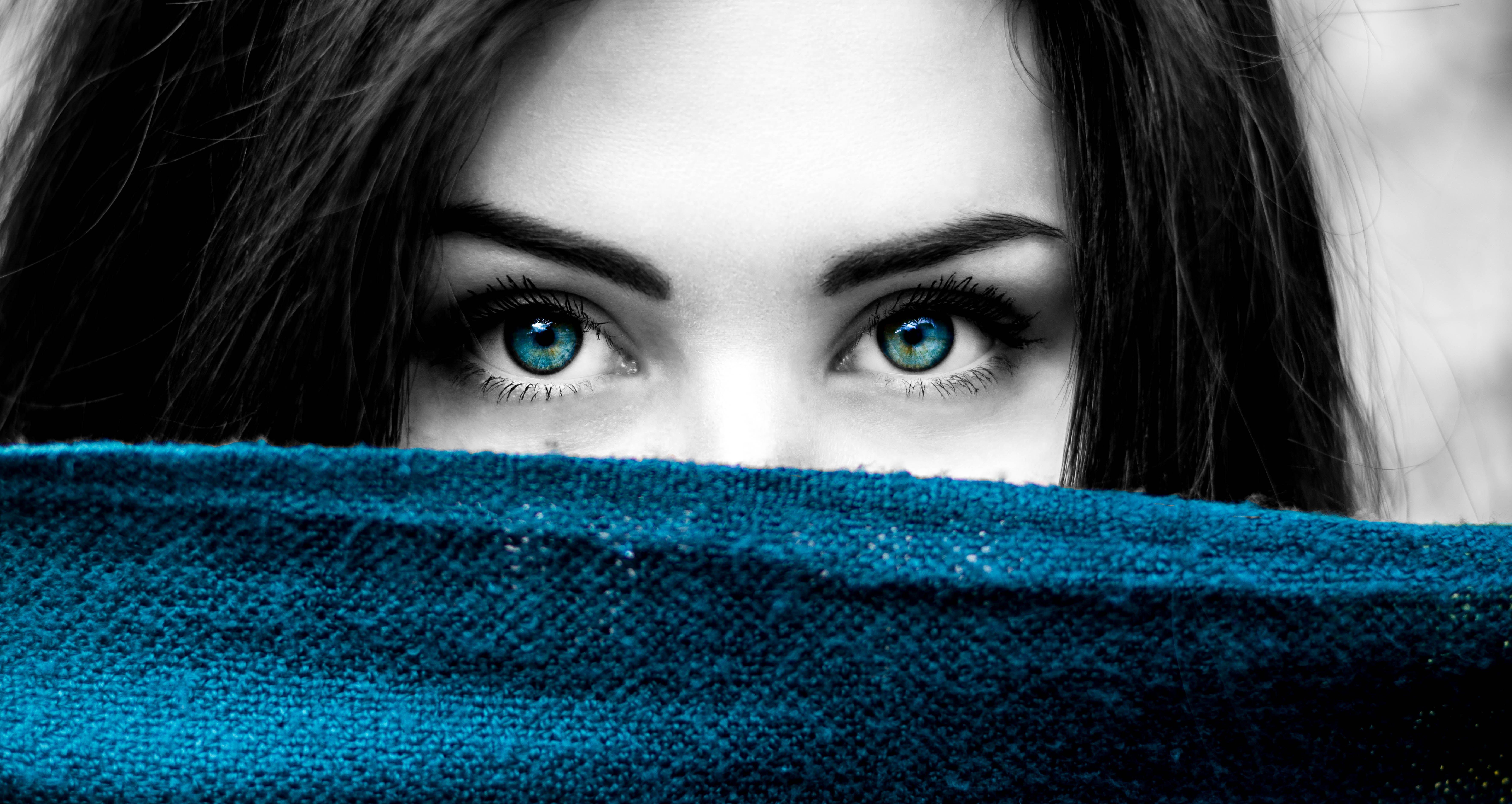 Blue and White Eye Logo - Free stock photo of black-and-white, blue, blue eyes