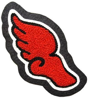 Red Flying Foot Logo - Winged Foot - Phoenix Lettering