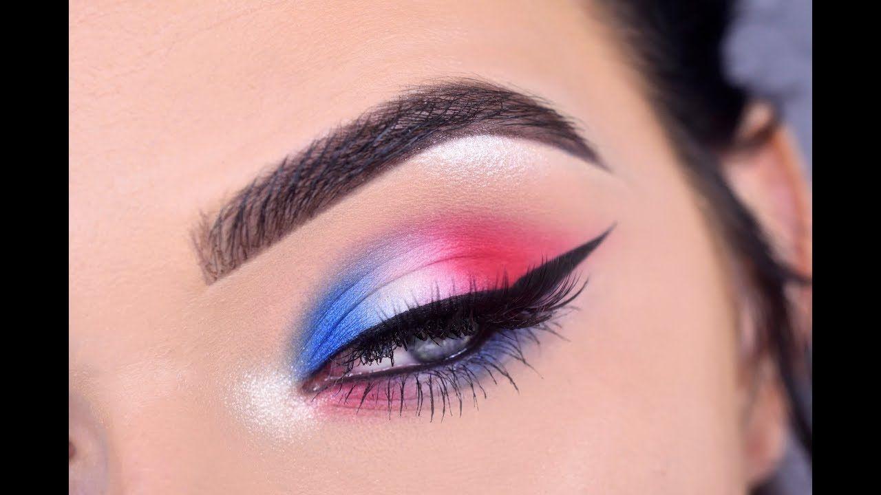 Blue and White Eye Logo - Fourth of July Eye Makeup Tutorial | Red White & Blue 