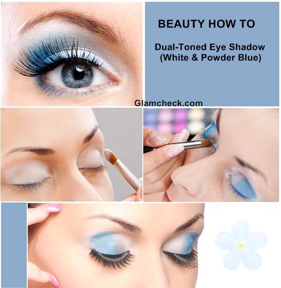 Blue and White Eye Logo - How To Apply Dual-Toned Eye Shadow – White and Powder Blue