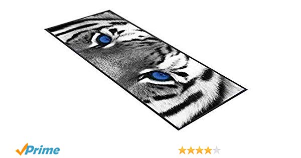 Blue and White Eye Logo - Black & White Tiger Face Blue Eyes design bar runner great for home ...