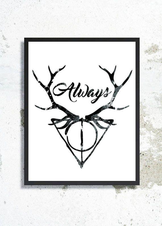 Always Harry Potter Logo - Harry Potter Always Watercolor Art Print Harry Potter wate