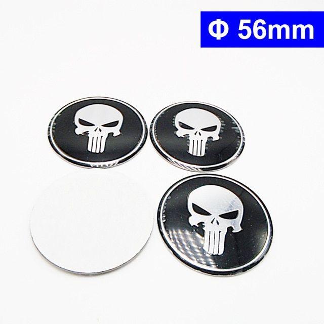 mm Car Logo - 4 Pcs 56.5mm Car Emblem Badge Sticker Wheel Centre Caps SKULL ...