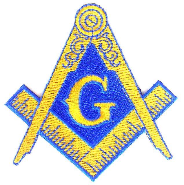 Blue and Gold Square Logo - Freemason Masonic Square and Compasses Mason Embroidered Blue Gold