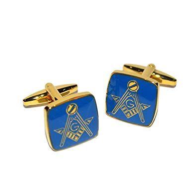 Blue and Gold Square Logo - Retail Zone Gold & Blue Square Cufflinks & Gift Pouch Masons Masonic ...