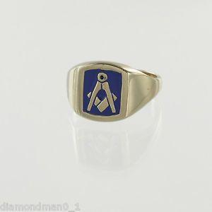 Blue and Gold Square Logo - 9ct Yellow Gold Square And Compass Masonic Ring with Blue Enamel