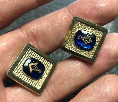 Blue and Gold Square Logo - MASONIC BLUE & Gold Square Compass G Logo CUFFLINKS Freemason Mason