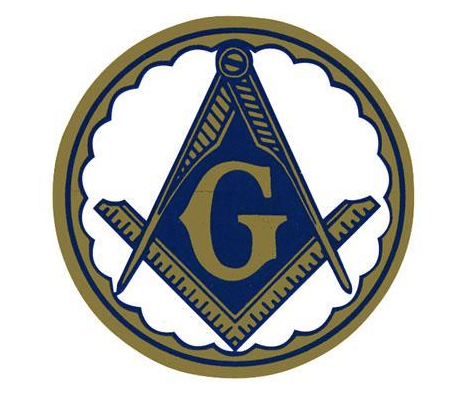 Blue and Gold Square Logo - White and Gold Round Masonic Car Window Sticker Decal Car