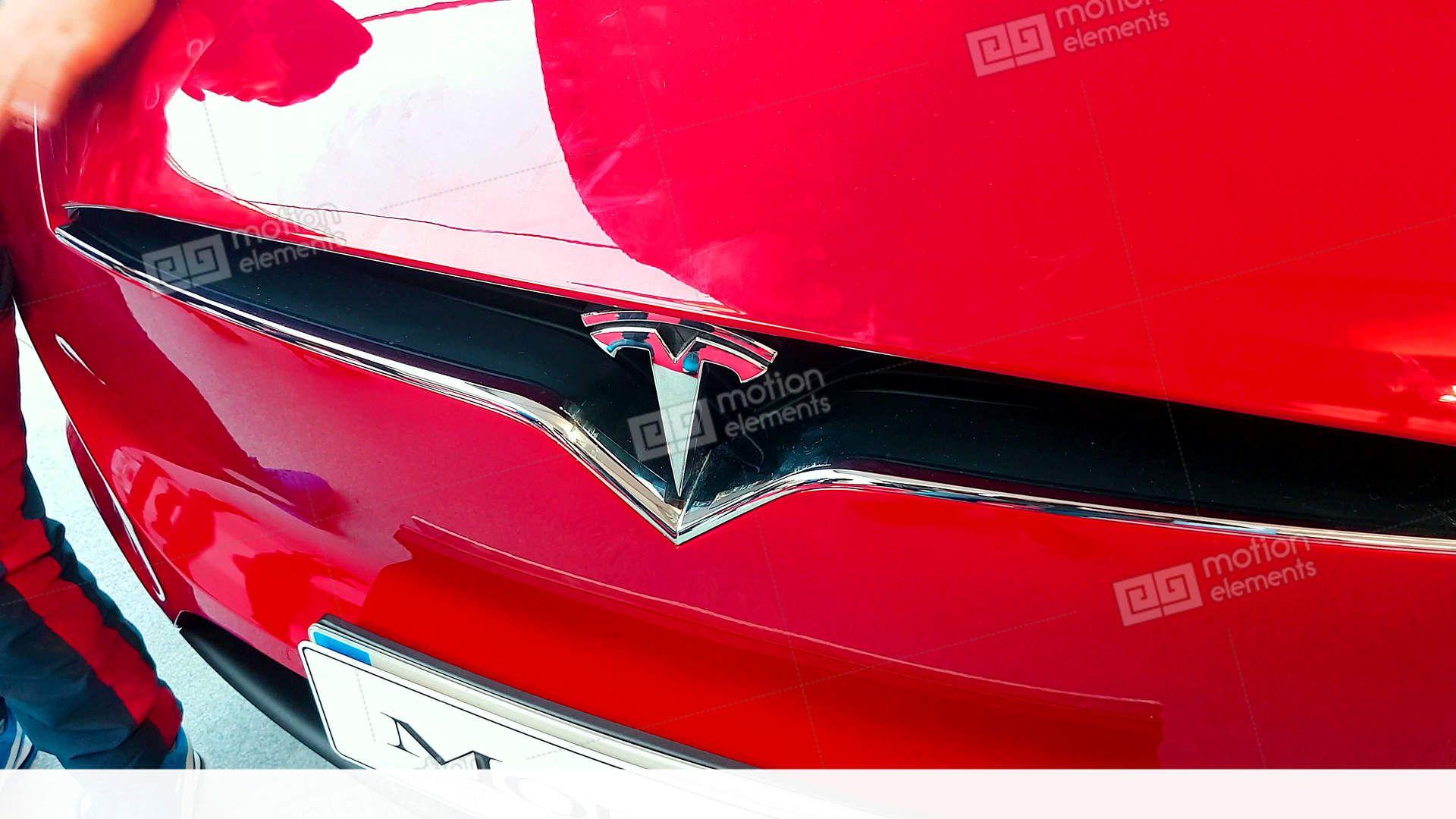 Tesla Brand Logo - Tesla Car Brand Logo Stock video footage