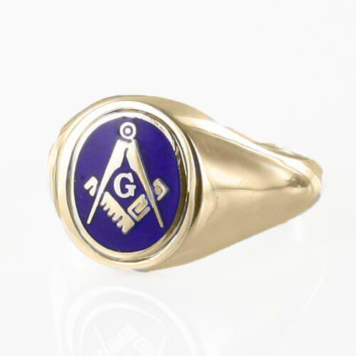 Blue and Gold Square Logo - Blue Reversible 9ct Gold Square and Compass with G Masonic Ring