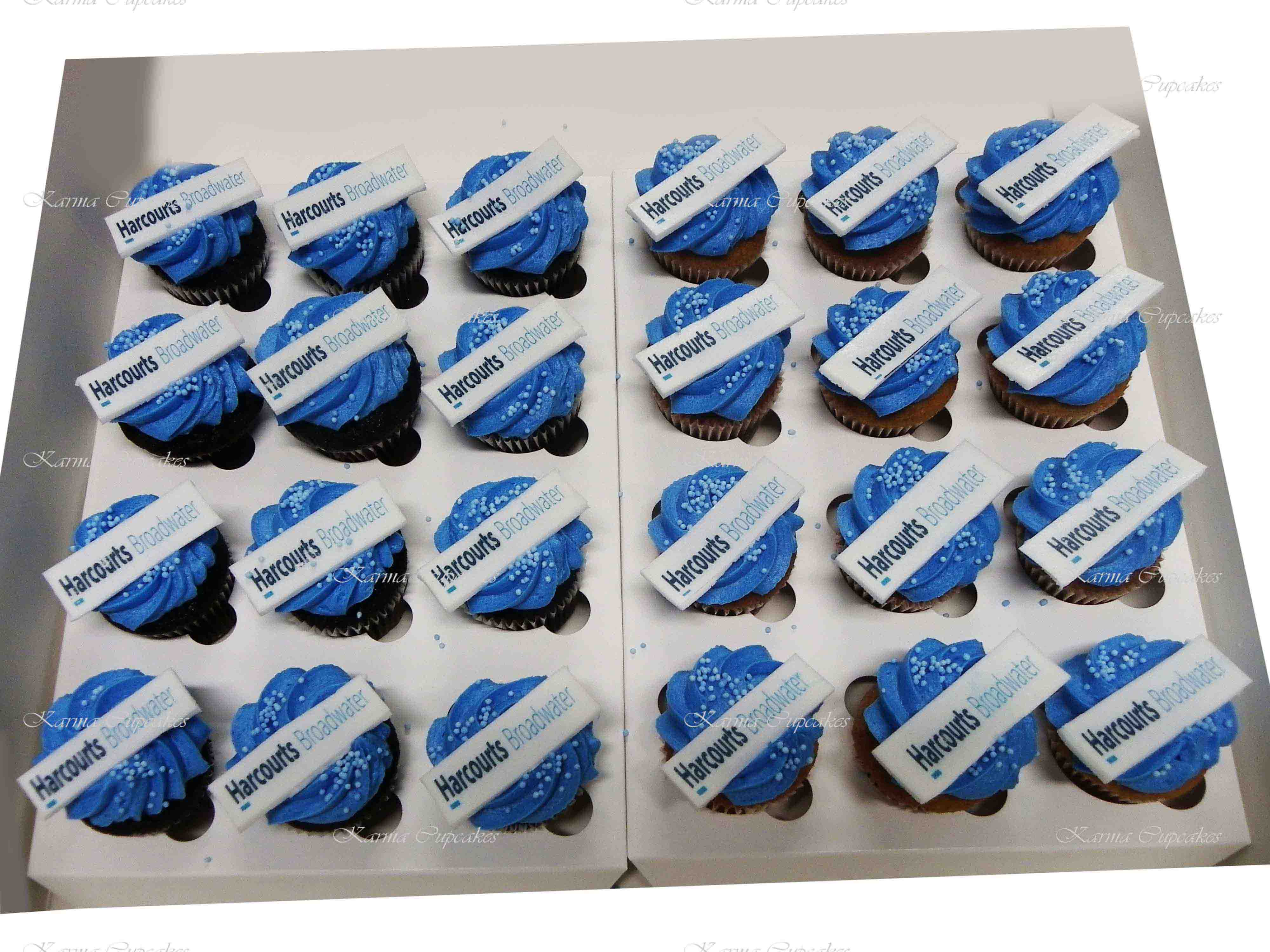 Blue and Gold Square Logo - Personalised Logo Cupcakes