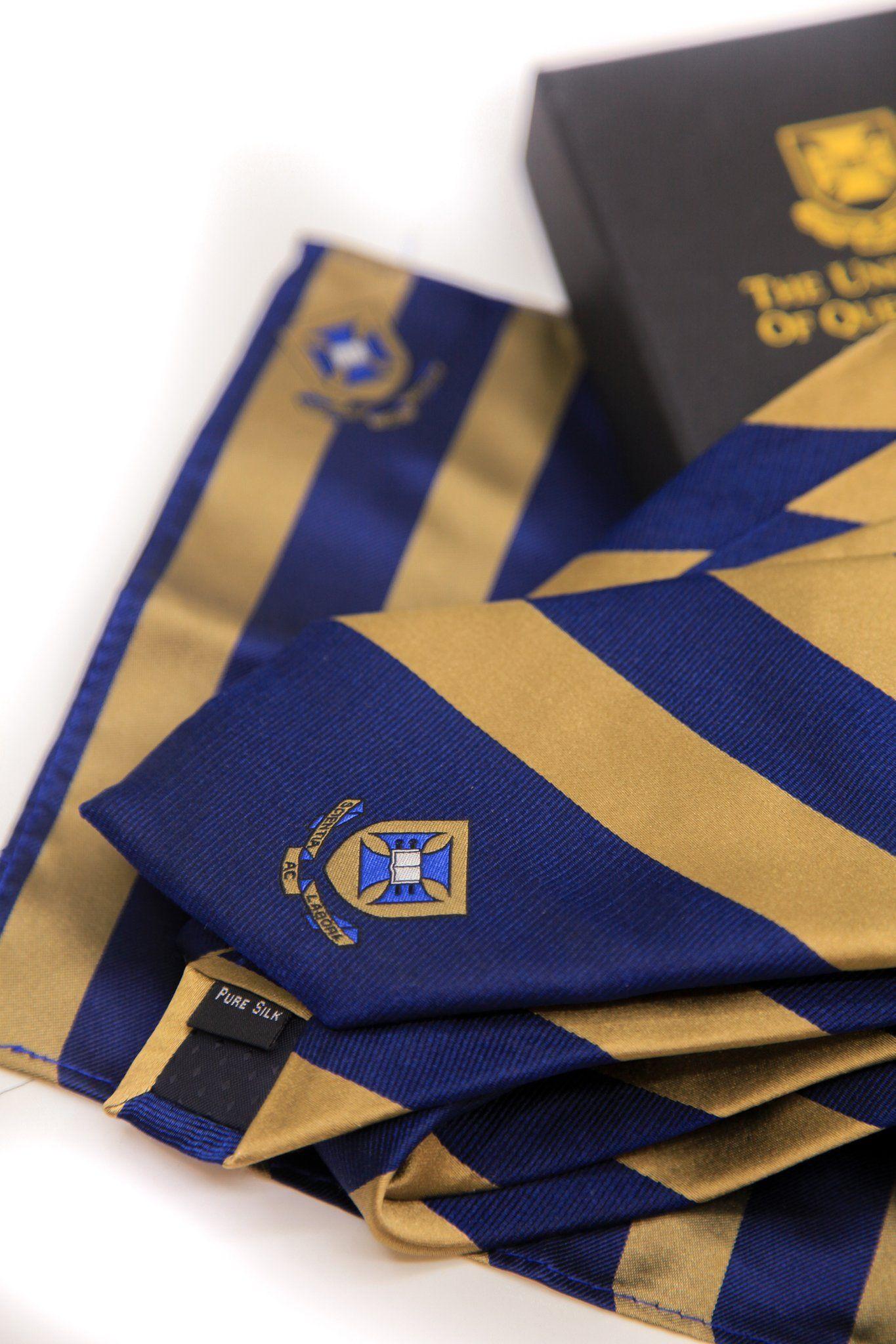 Blue and Gold Square Logo - UQ Silk Tie and Pocket Square with Gift Box - Blue/Gold – UQ Shop